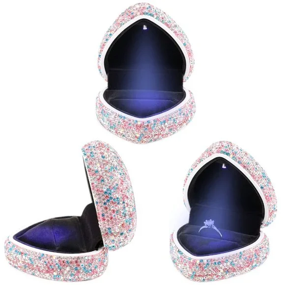 NEW Sparkling Swarovski Rhinestone Crystal Heart Bling Jewelry Ring Box … - Picture 3 of 17